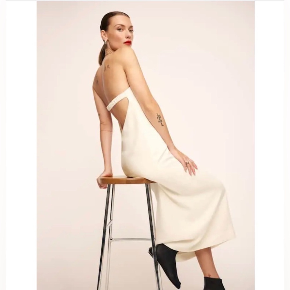 Reformation Nino Dress in Fior Di Latte Cream Strapless Midi Size 10 - Picture 5 of 9